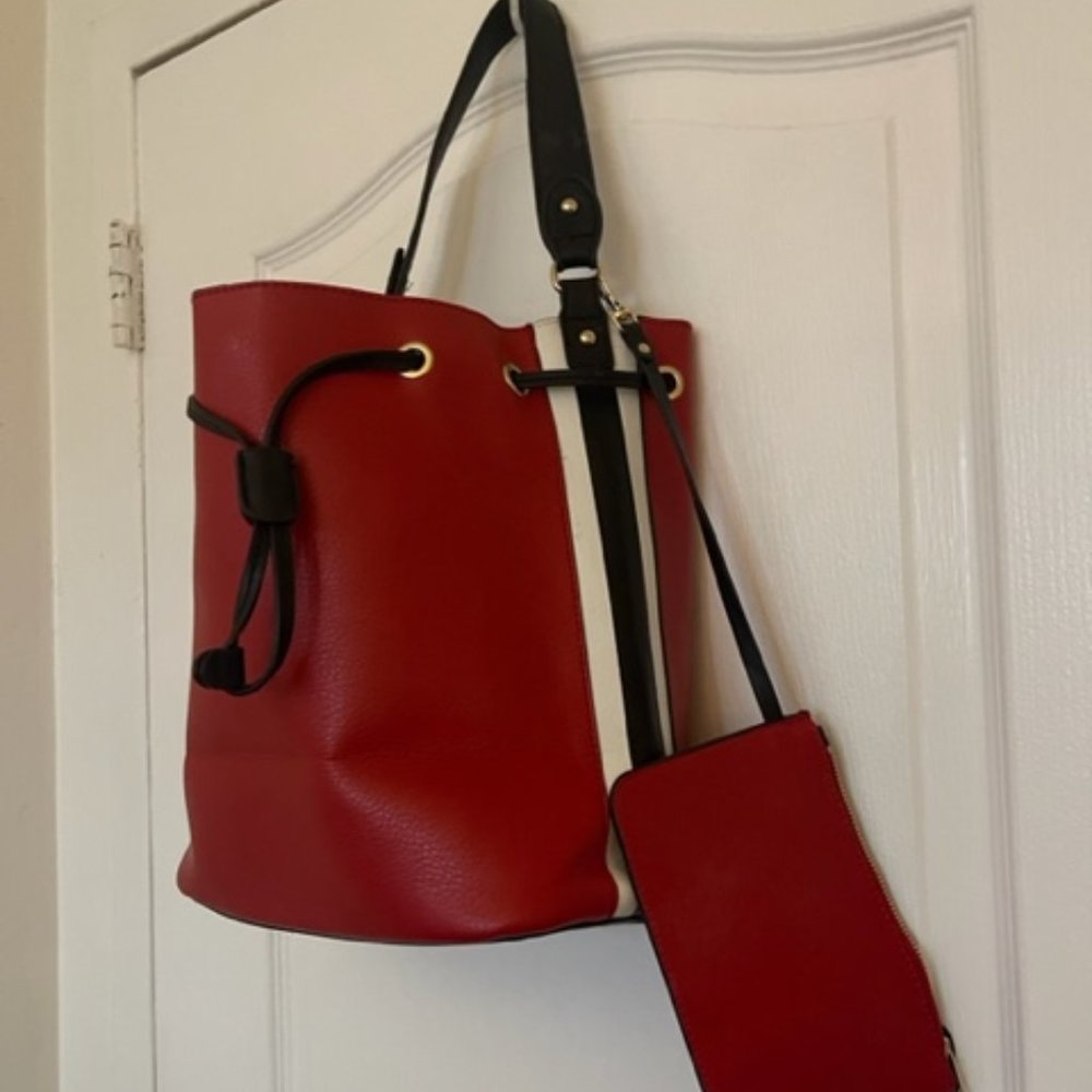 Urban Expressions Red, Black, and White Handle Purse